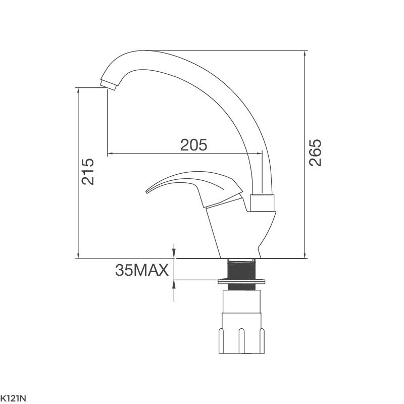 Vòi rửa Malloca inox K121N 7 Thông số Vòi rửa Malloca inox K121N
