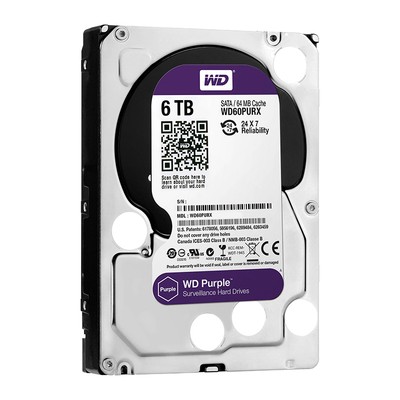WD HDD Purple 6TB 3.5" SATA 3/ 64MB Cache/ IntelliPower (5400RPM) (Màu tím)
