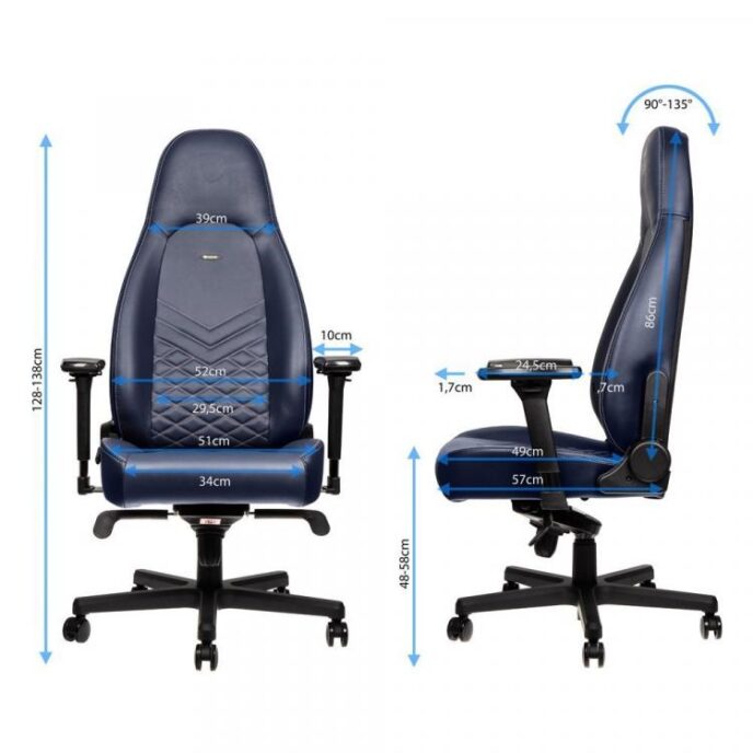 Ghế Noblechairs ICON Series Real Leather Midnight Blue Graphite
