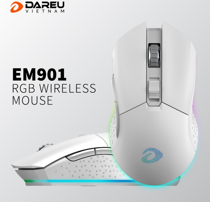 Chuột DareU EM901 RGB Wireless White