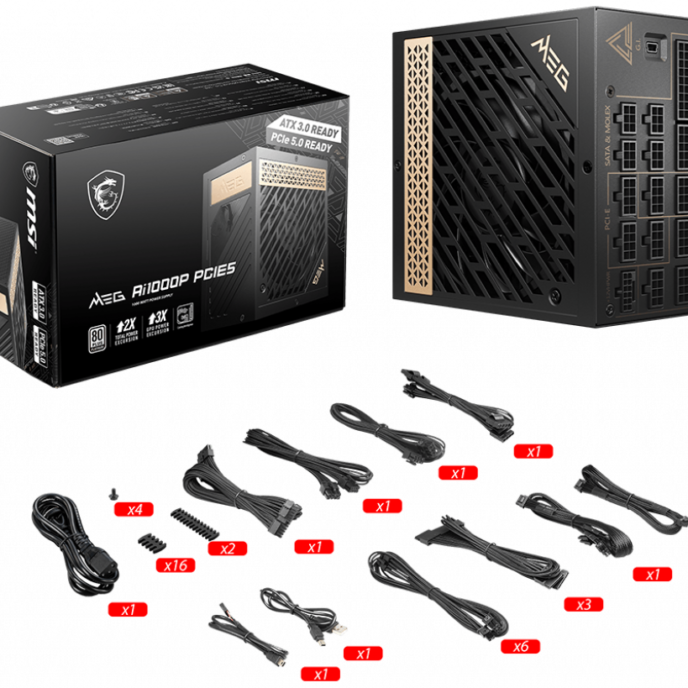 Nguồn máy tính MSI MEG Ai1000P PCIE5 – 80 Plus Platium
