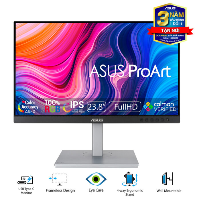 MÀN HÌNH ASUS PRO ART PA247CV (23.8INCH/FHD/IPS/75HZ/5MS/300NITS/HDMI+DP+USBC+AUDIO)