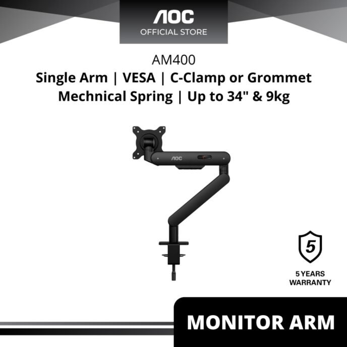 Giá treo màn hình AOC AM400 C-Clamp and Grommet Desk-Mount đơn