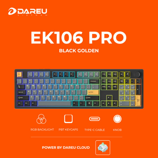 Bàn phím cơ gaming Dareu EK106 PRO BLACK GOLDEN