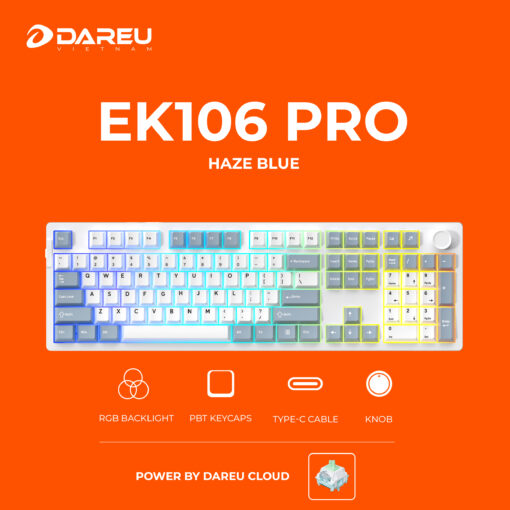Bàn phím cơ Dareu EK106 Pro Haze blue, Cloud switch