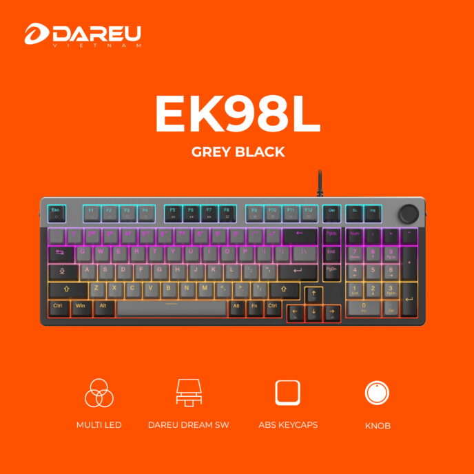 Bàn phím cơ Dareu EK98L Black-Grey ,Dream switch