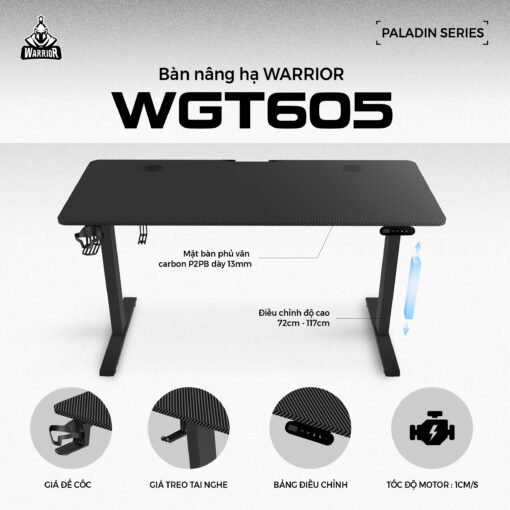 Bàn nâng hạ WARRIOR – Paladin Series – WGT605 Black