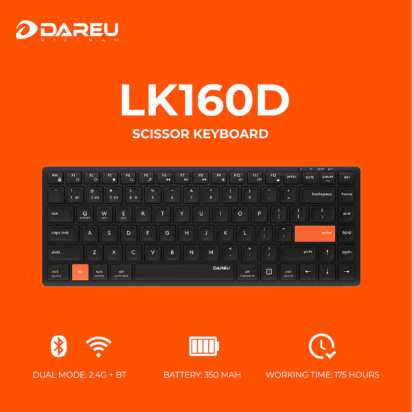 Bàn phím không dây DAREU LK160D Dual Mode Scissor Switch