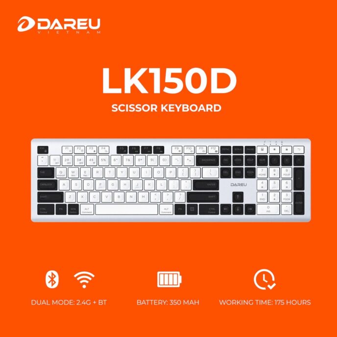 Bàn phím không dây DAREU LK150D Dual Mode, Scissor Switch