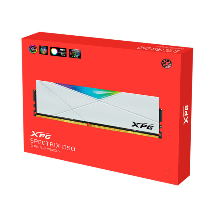 Ram Desktop ADATA XPG D50 DDR4 8GB 3200MHZ WHITE RGB - AX4U32008G16A-SW50