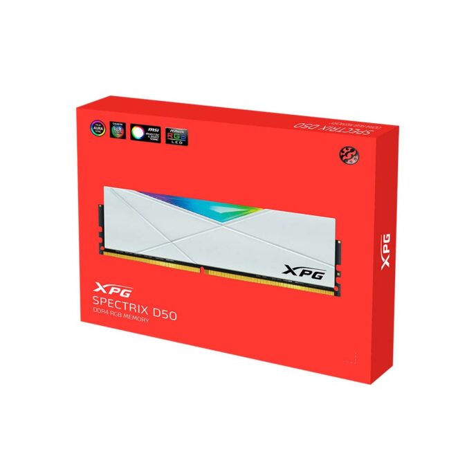 Ram Desktop ADATA XPG D50 DDR4 16GB 3200MHZ WHITE RGB (AX4U320016G16A-SW50)