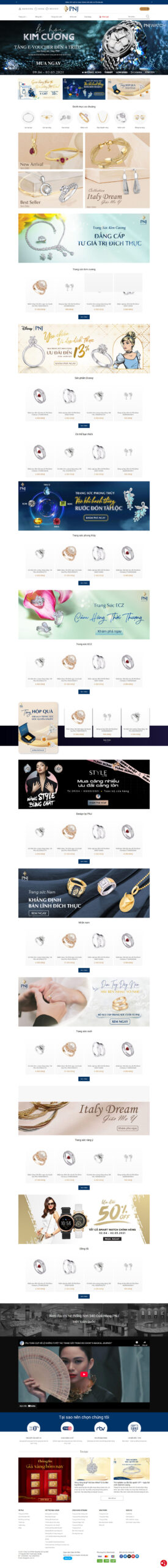 Mẫu website Trang sức PNJ