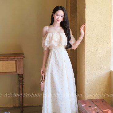 Adeline House - Váy trễ vai bánh bèo nữ tính, chất mềm mại, tôn dáng  - TK 90 Cam
