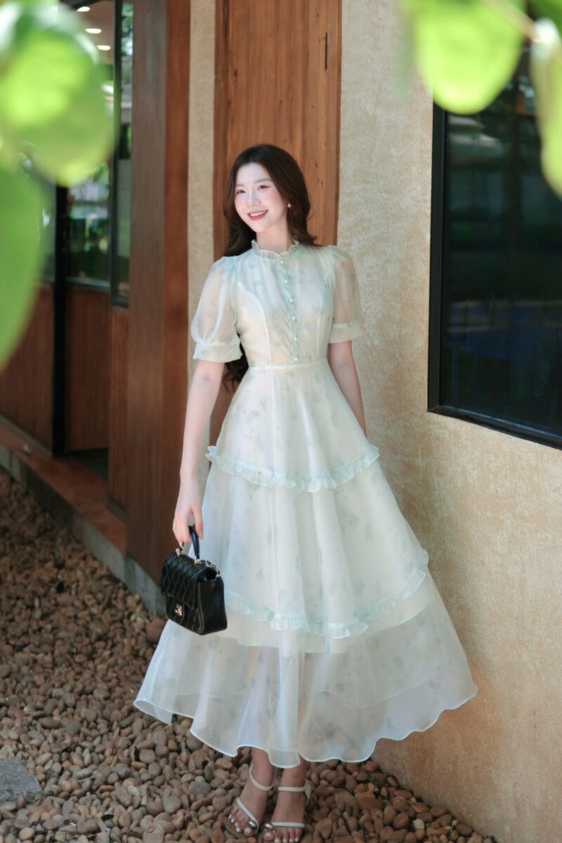Adeline House - Đầm Voan Tiểu Thư Xanh Pastel