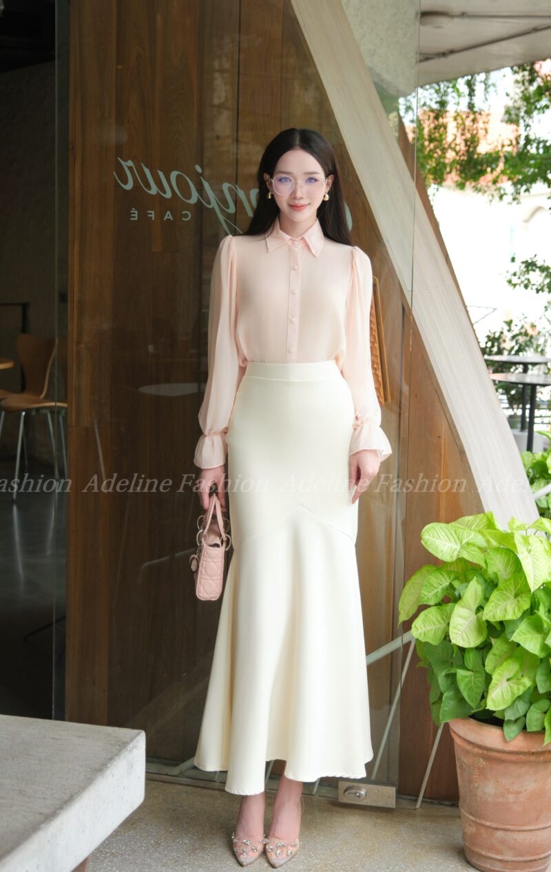Alternative view of Adeline House - Set đồ công sở thanh lịch, duyên dáng: Áo sơ mi dài tay cổ điển thanh lịch mix chân váy đuôi cá dáng dài xinh xắn - TK 45+96