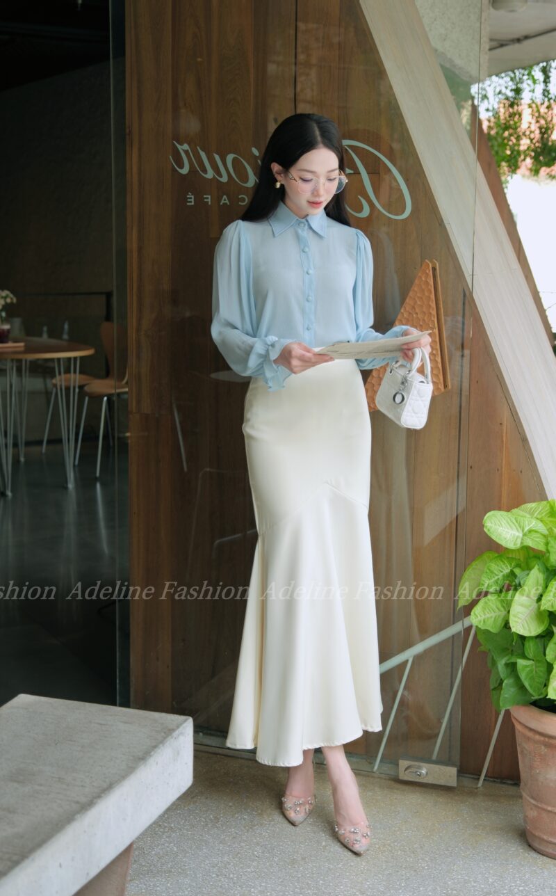 Alternative view of Adeline House - Set đồ công sở thanh lịch, duyên dáng: Áo sơ mi dài tay cổ điển thanh lịch mix chân váy đuôi cá dáng dài xinh xắn - TK 45+96