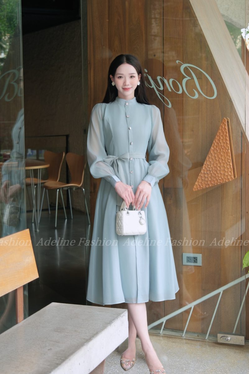 Adeline House - Đầm Voan Xanh Ngọc Dáng Dài Cao Cấp – Thiết Kế Thanh Lịch Adeline House