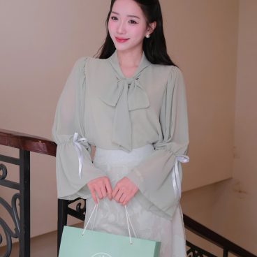Adeline house - Set Áo Voan Nơ & Váy Midi Hoa Cao Cấp