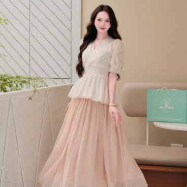 ADELINE HOUSE -  SET ÁO PEPLUM TIỂU THƯ  + CHÂN VÁY MAXI DÀI –  TK182.1+166.3