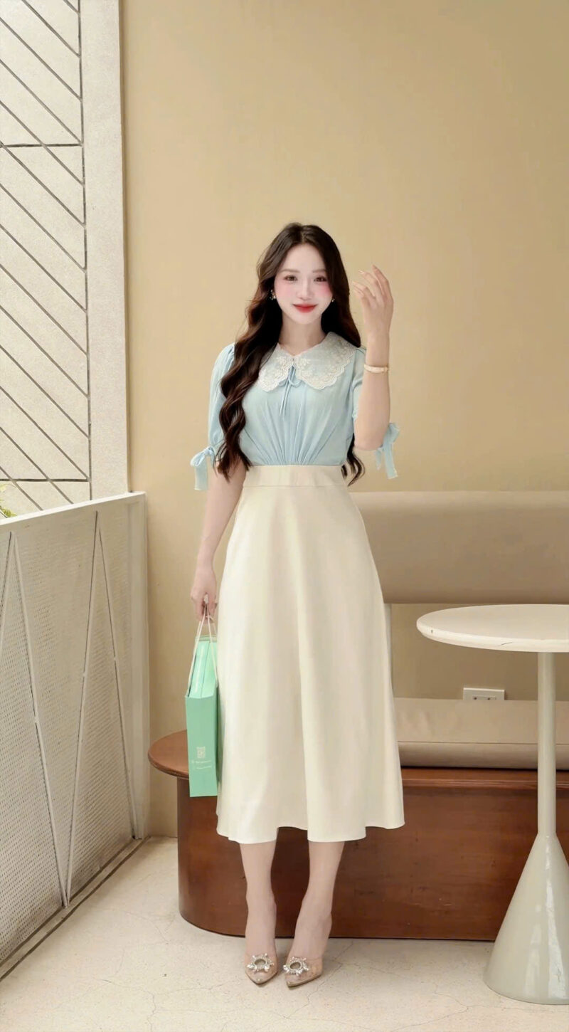 ADELINE HOUSE - VÁY LIÊN CỔ REN THANH LỊCH – NHẸ NHÀNG- TK196.1