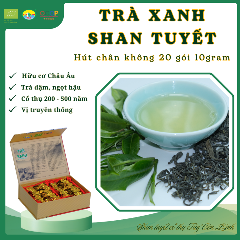 Trà xanh shan tuyết đậm vị - 20 gói hút chân không 10gram