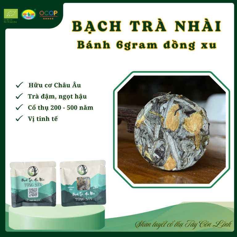 Bạch trà dệt hương nhài - đúc bánh tròn 6gram