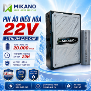 Pin Áo Điều Hòa 22V MIKANO 20.000mAh – Lithium Cao Cấp, Dùng 22H