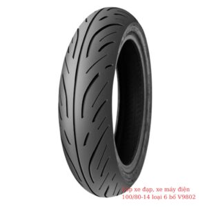 Lốp xe đạp, xe máy điện 100/80-14 V9802 6PR/TL loại 6 bố 7 lop xe may dien 100.80 14 v9803 6 bo