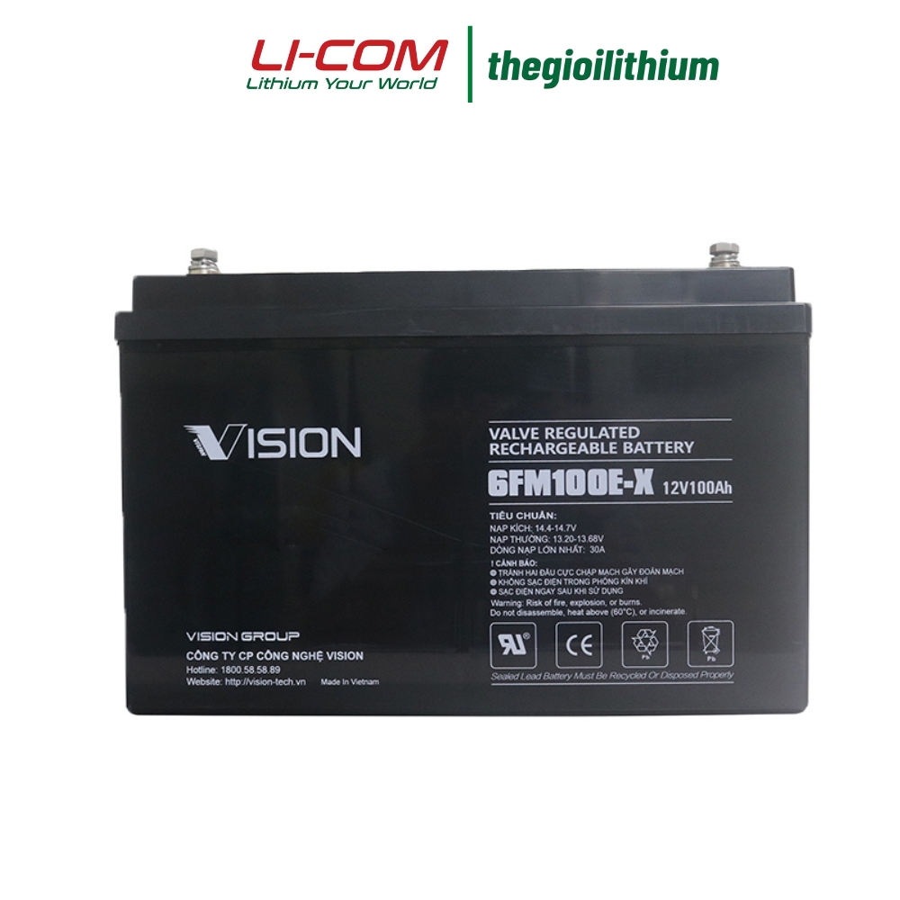 Ắc quy AGM kín khí Vision 12V, 100Ah 6FM100E-X 2 Ắc quy AGM kín khí Vision 12V, 100Ah 6FM100E-X - Ảnh 2