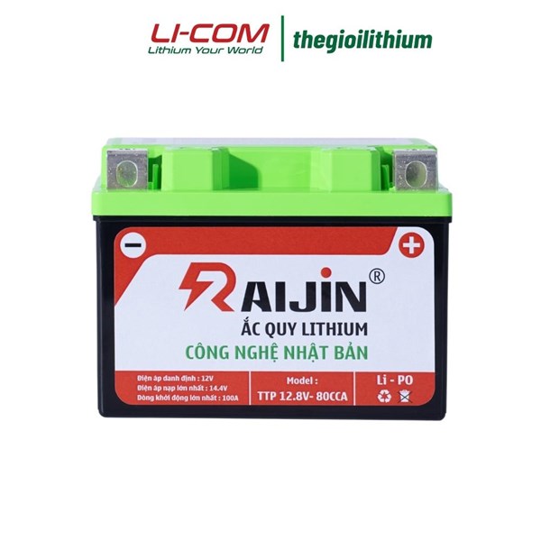 Ắc quy lithium khởi động xe máy 12V - 4Ah, công nghệ lithium Nhật Bản của Raijin 1 Ắc quy lithium khởi động xe máy 12V - 4Ah, công nghệ lithium Nhật Bản của Raijin