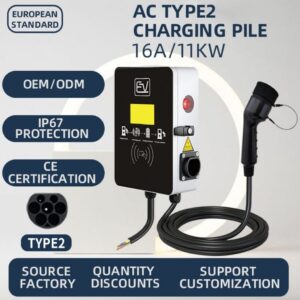 Sạc ô tô điện EV AC 32A 22kW 3 pha có màn hình và quẹt thẻ RFID GEV210 20 tram sac o to dien 11 kw treo tuong quet the man hinh 3