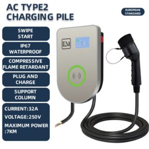 Trạm sạc ô tô điện treo tường AC 32A 7KW có màn hình, quẹt thẻ RFID GEV204 23 tram sac o to dien 7 kw treo tuong quet the man hinh 5