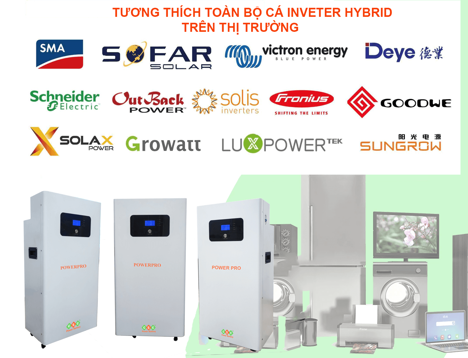 Pin lưu trữ năng lượng mặt trời dựa tường POWERPRO 51,2V 280Ah 14,3kWh 9 4