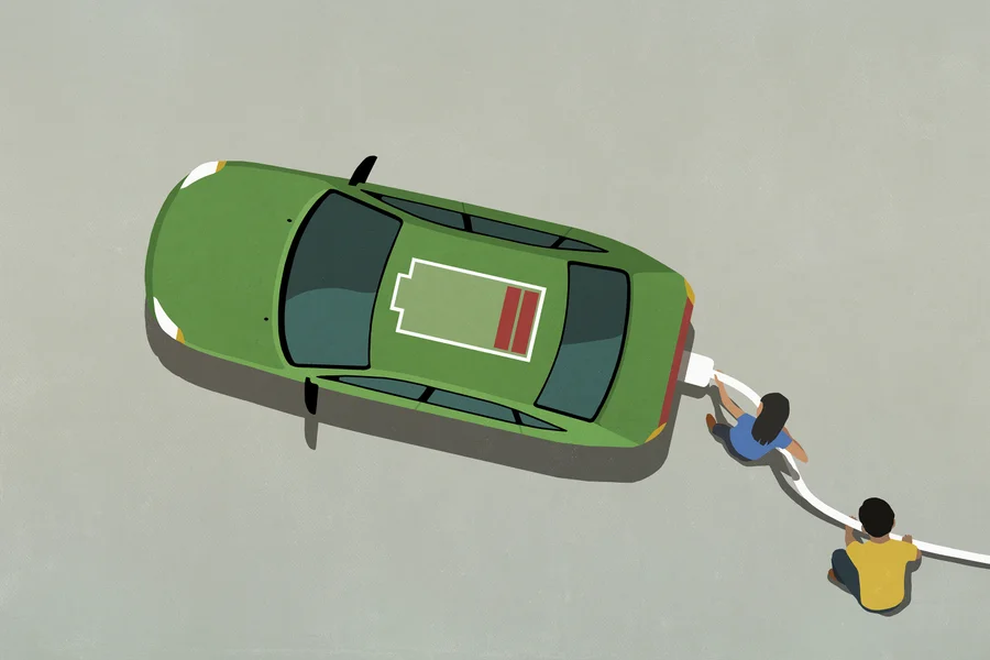 recharging electric vehicle with dead battery