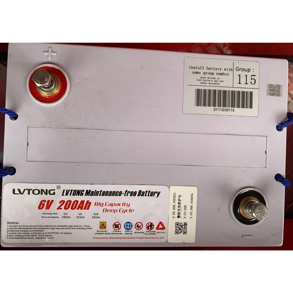 Ắc quy xe điện du lịch LVTong 6V 200Ah 1 Ắc quy xe điện du lịch LVTong 6V 200Ah