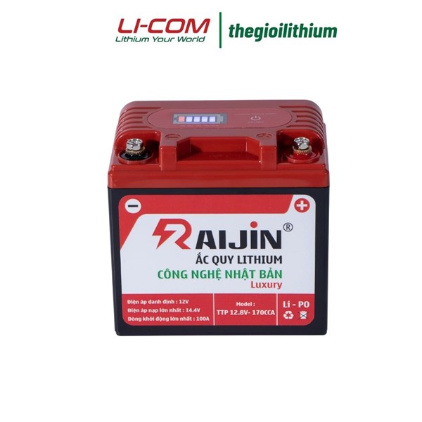 Ắc quy lithium khởi động xe máy 12V - 6Ah Luxury M, công nghệ lithium Nhật Bản của Raijin 1 Ắc quy lithium khởi động xe máy 12V - 6Ah Luxury M, công nghệ lithium Nhật Bản của Raijin