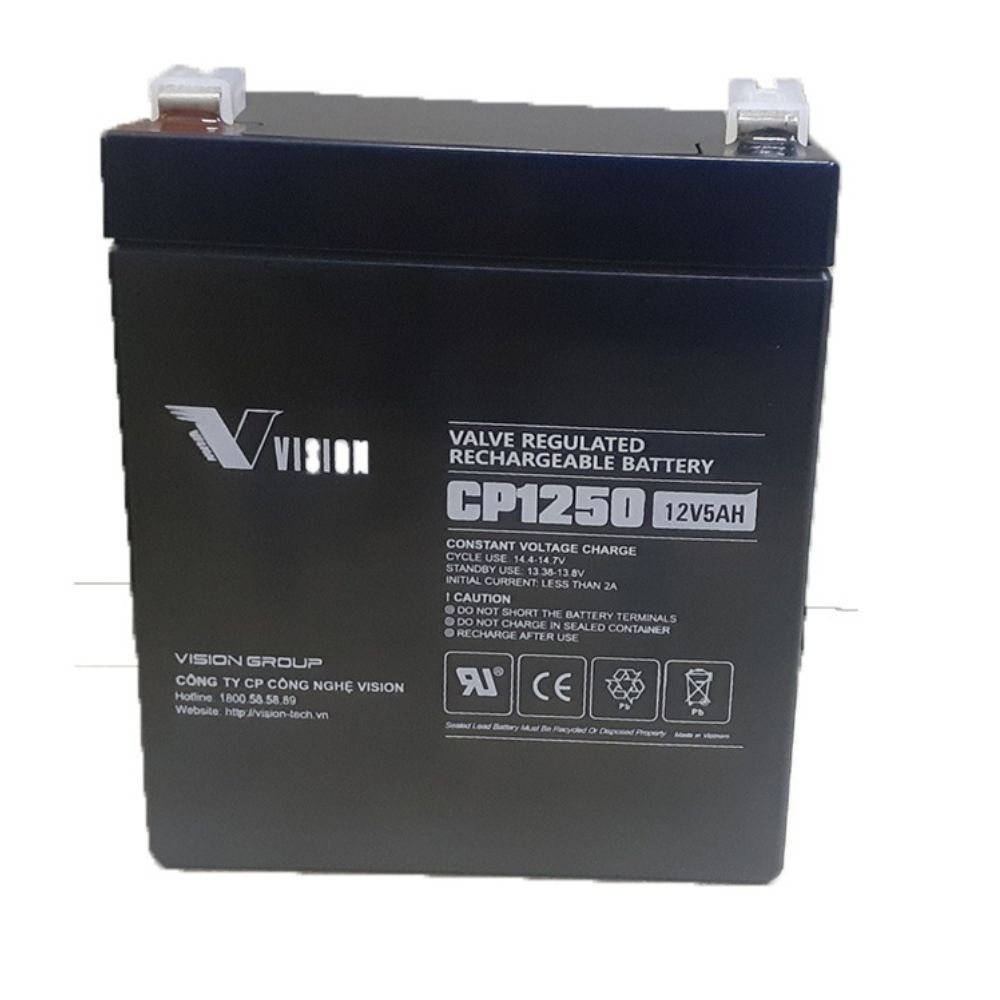 Ắc quy Vision 12V, 5Ah CP1250 dùng cho UPS, loa kéo, cửa cuốn, thang máy 2 Ắc quy Vision 12V, 5Ah CP1250 dùng cho UPS, loa kéo, cửa cuốn, thang máy - Ảnh 2
