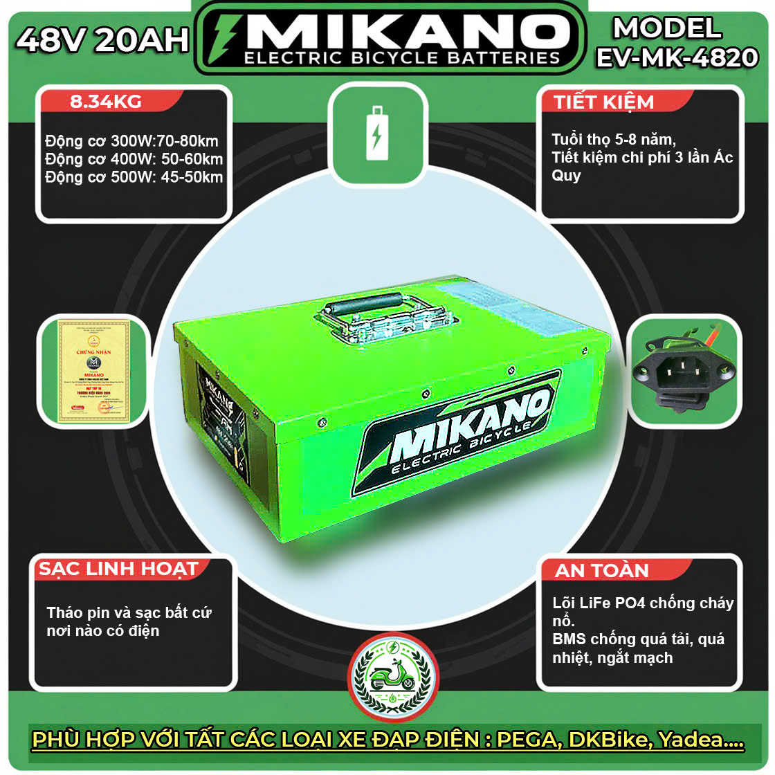 Pin lithium xe điện 48V 20Ah 5 Pin lithium xe điện 48V 20Ah - Ảnh 5