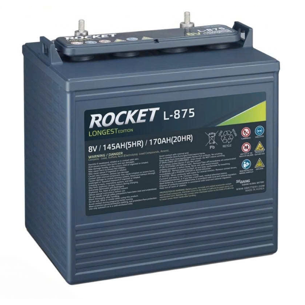 Ắc quy xe điện Rocket 8V 170Ah L-875 1 Ắc quy xe điện Rocket 8V 170Ah L-875
