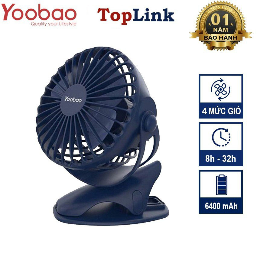 Quạt Kẹp Tích Điện Mini YOOBAO F04 Pin Khủng 6400mAh