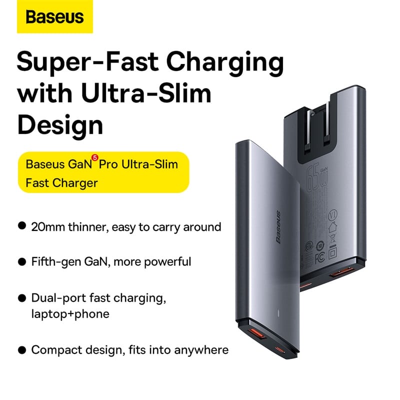 Alternative view of Củ Sạc Du Lịch Đa Năng BASEUS 65W Nhiều Chân Cắm GaN5 Ultra Slim