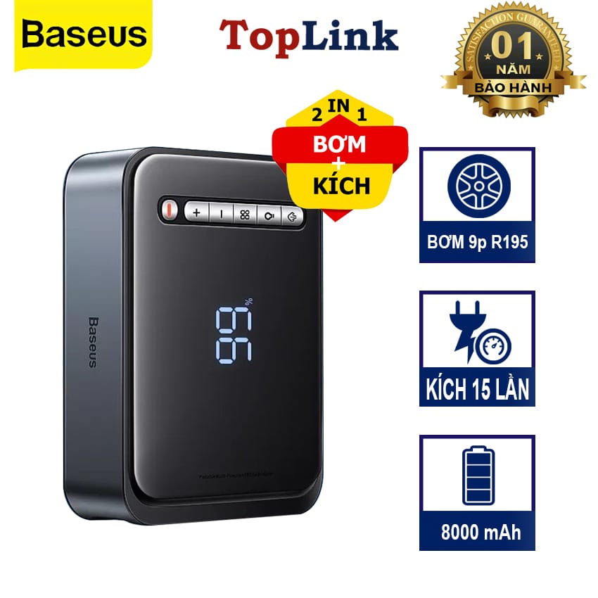 Bơm Lốp Kiêm Kích Nổ Xe Hơi Baseus CH003 Super Energy 2 IN 1