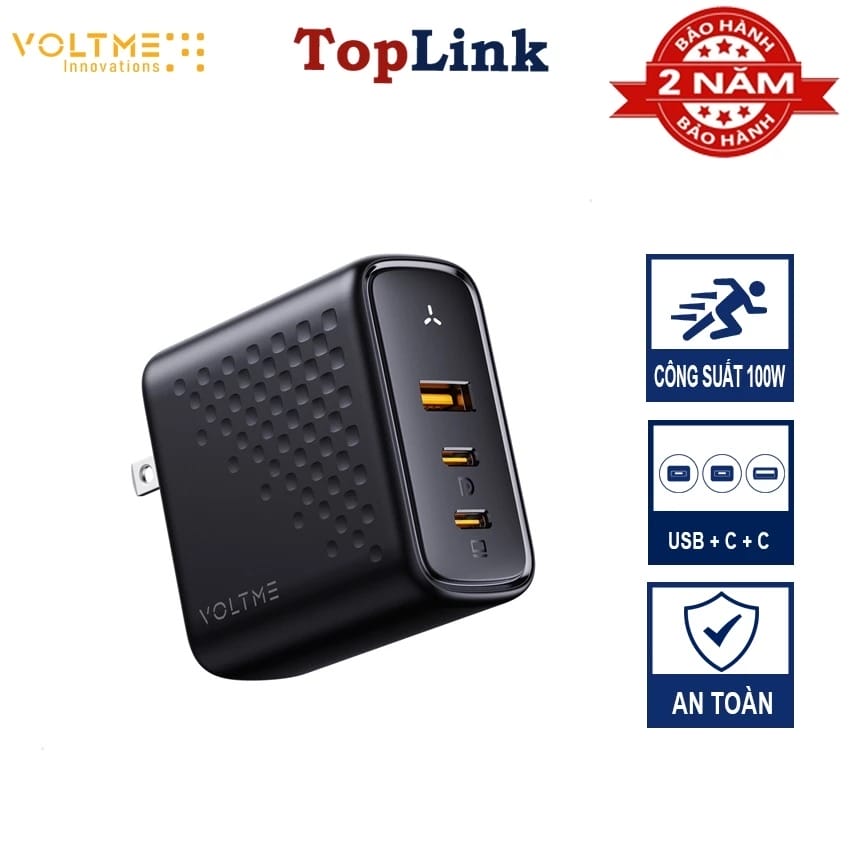 Củ Sạc Siêu Nhanh 100w VOLTME 2 Type C + USB PD3.0 / QC3.0 / PPS