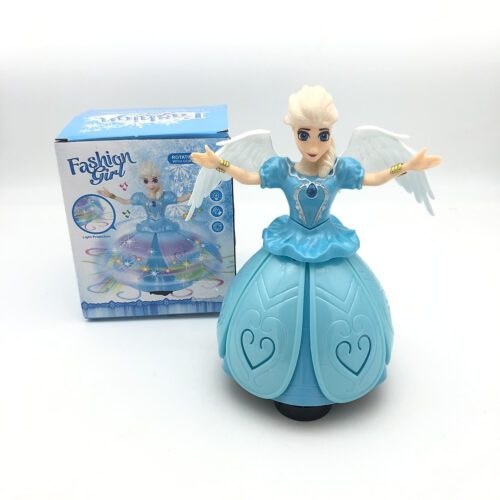 Đồ chơi công chúa Elsa đầm nhựa xòe xoay 360 độ có đèn nhạc HX132