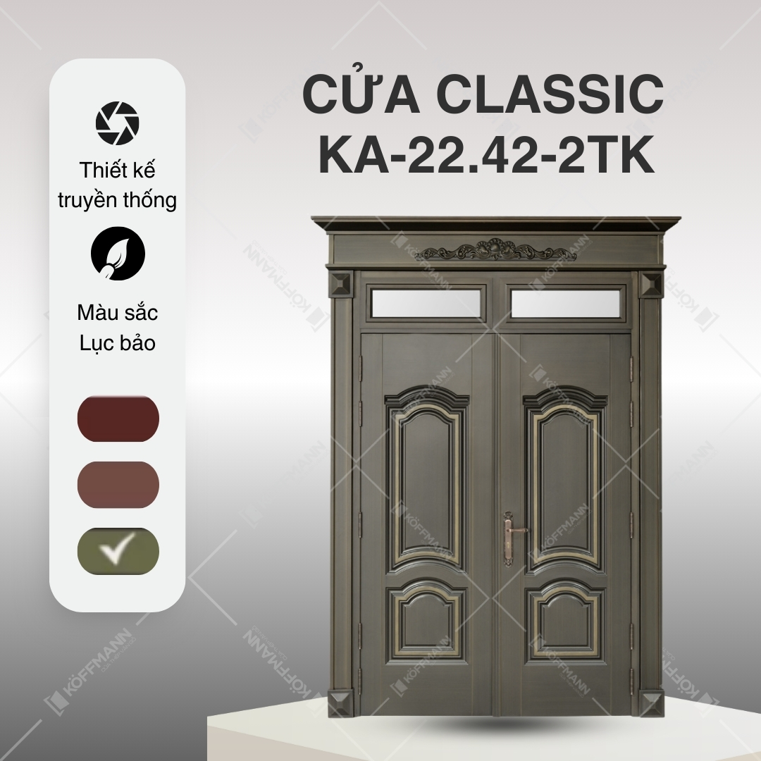 Cửa KA-22.42-2TK sở hữu thiết kế truyền thống đầy tinh tế