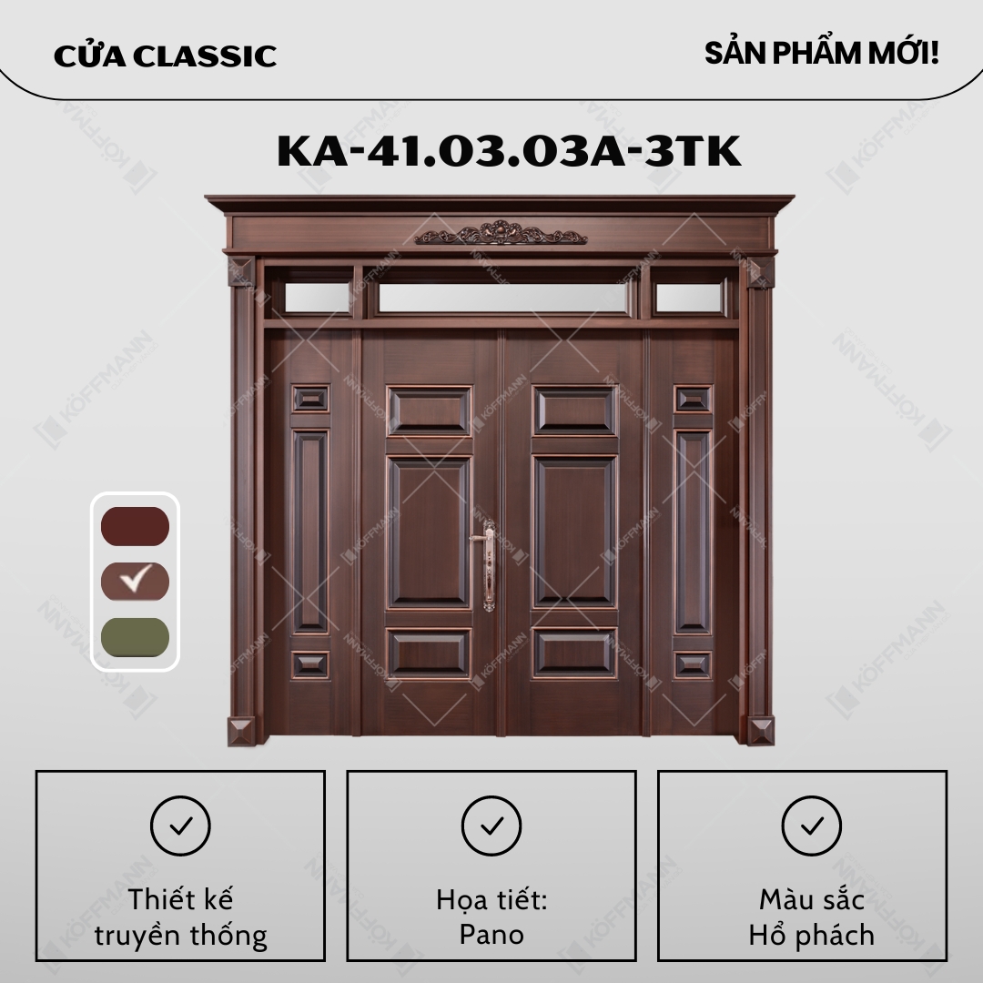 Cửa KA-41.03.03A-3TK sở hữu thiết kế truyền thống đầy tinh tế