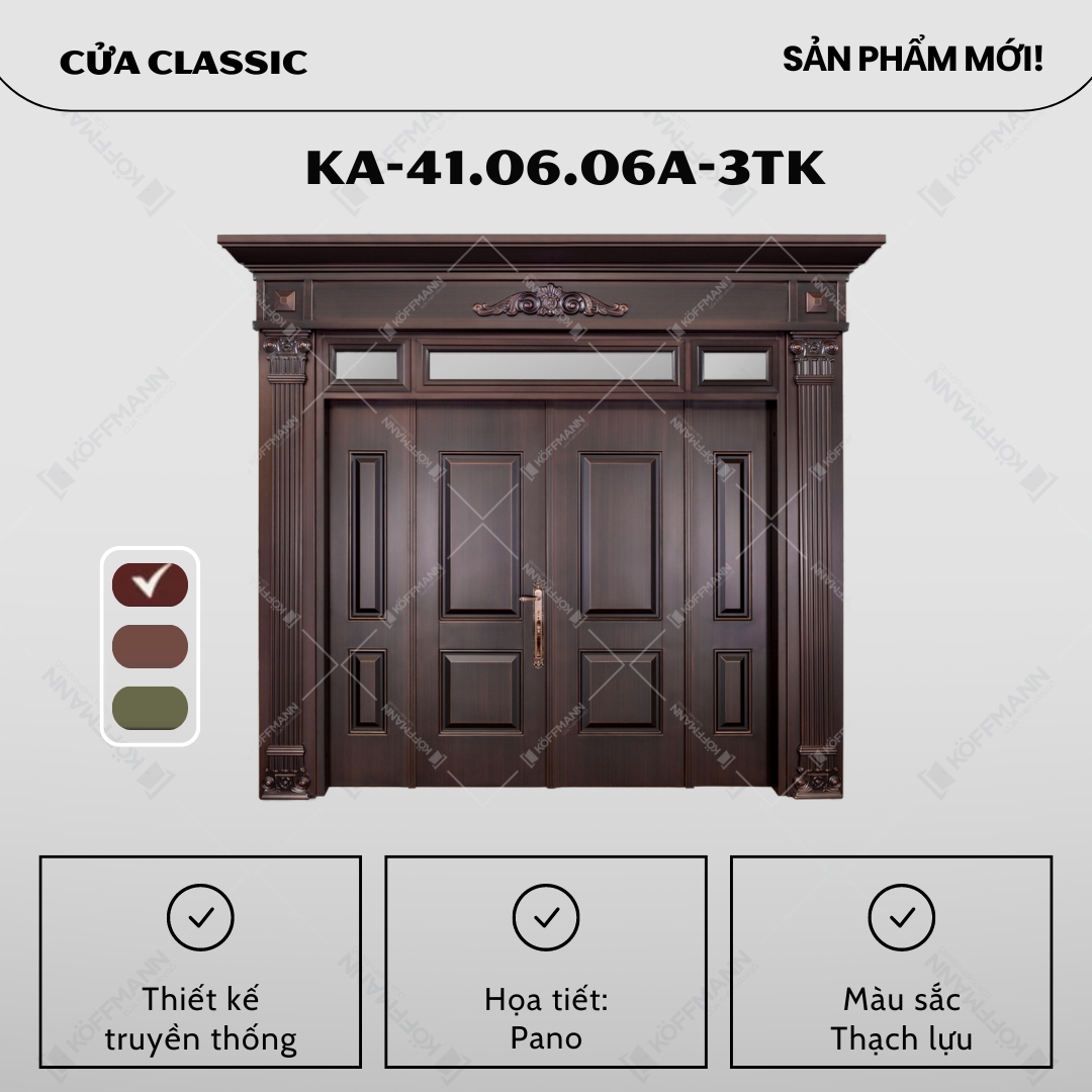 Cửa KA-41.06.06A-3TK sở hữu thiết kế truyền thống đầy tinh tế