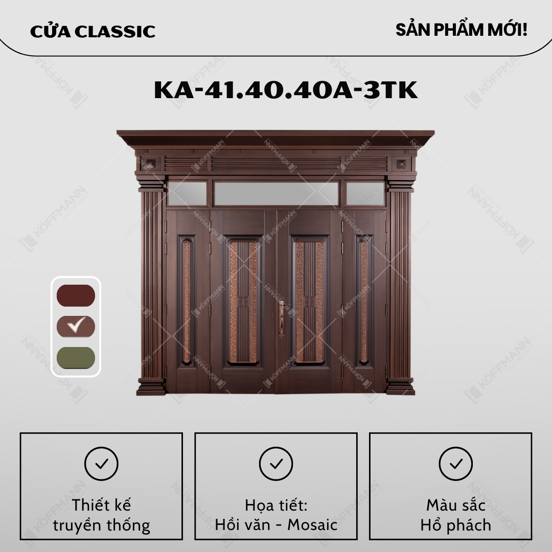 Cửa Classic KA-41.40.40A-3TK 4 Cửa KA-41.40.40A-3TK sở hữu thiết kế truyền thống đầy tinh tế