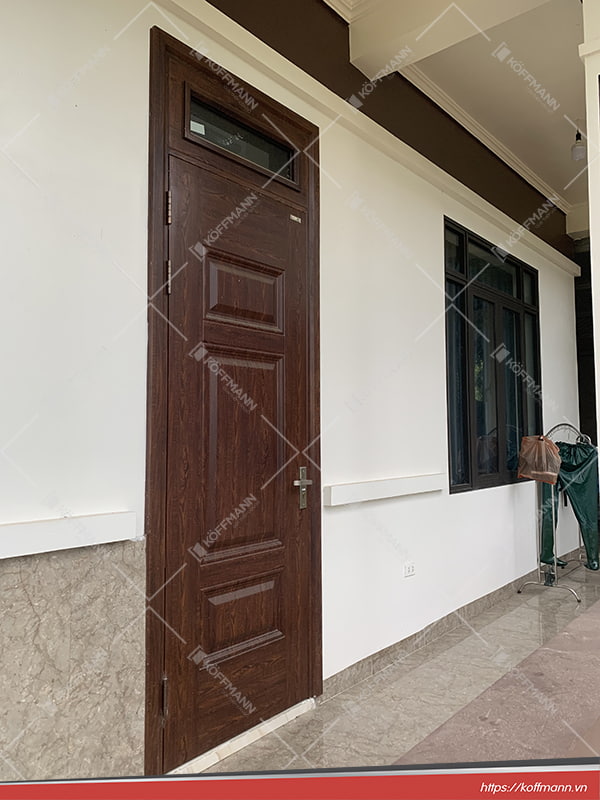 mẫu cửa thép vân gỗ 1 cánh KG-1.03-1TK màu xám