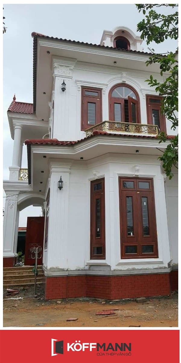 công trình cửa sổ thép vân gỗ KSV-22.K.K